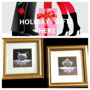 Vintage Set of 2 - Arnie R Fisk Prints Framed Faux Gold Wood Frames